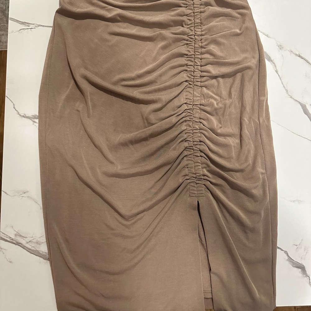 Express Tan Ruched Skirt